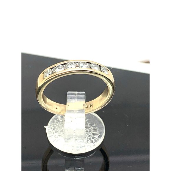 Women's Wedding Band Diamond 0.10ctw 14k Yellow Gold Stackable Ring Size 6 - Picture 3 of 14